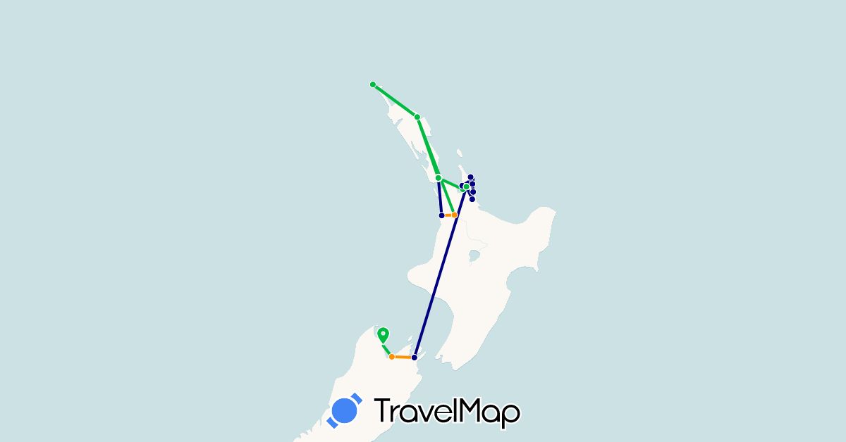 TravelMap itinerary: driving, bus, plane, hitchhiking in Nauru, New Zealand (Oceania)